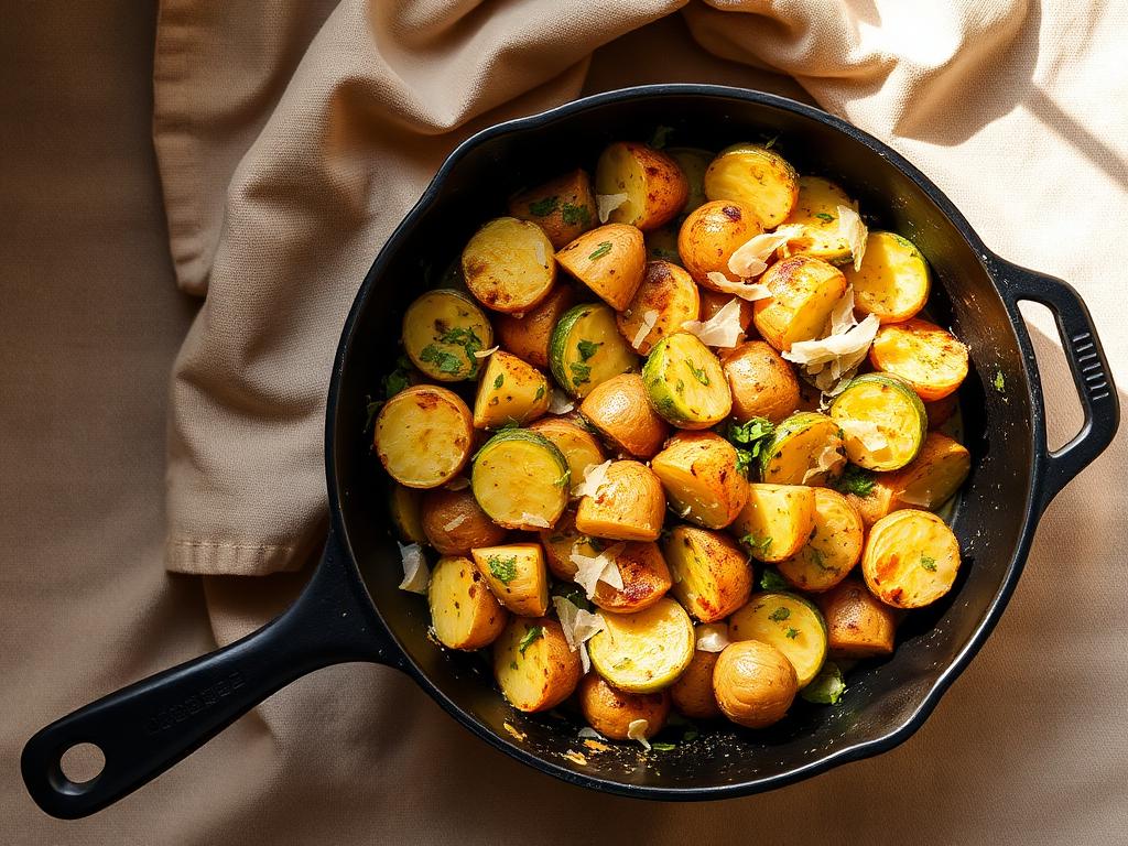 Cremige Kartoffel-Zucchini-Pfanne